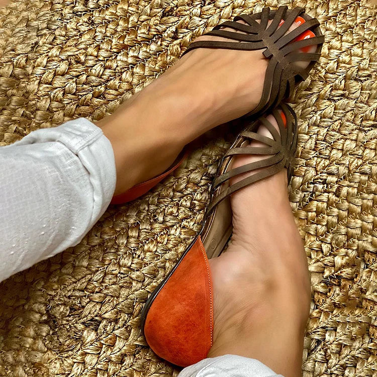 Giulia | Sandale Tăiate cu Detaliu BiCuloare