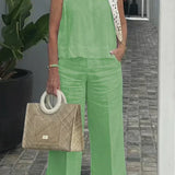 ZURI – COSTUM FĂRĂ MÂNECI DIN BUMBAC ȘI IN