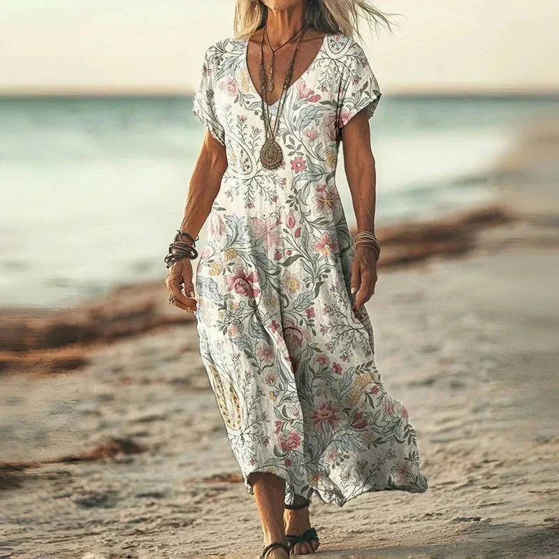 Elsie™ | Rochie Vaporoasă Batik-Maxikleid