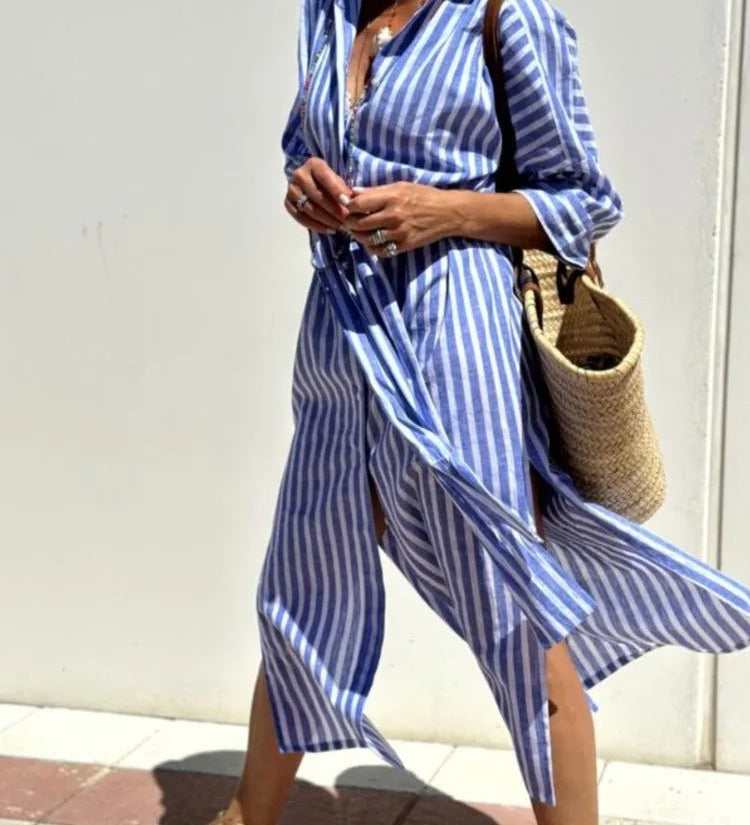 Della™ | Rochie cămașă cu dungi