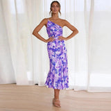 Viktoria™ | Rochie maxi asimetrică cu model floral