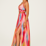 Freya – Rochie Maxi de Damă Elegantă cu Imprimeu Pictat