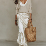 Elena | Rochie midi din satin cu pulover inclus