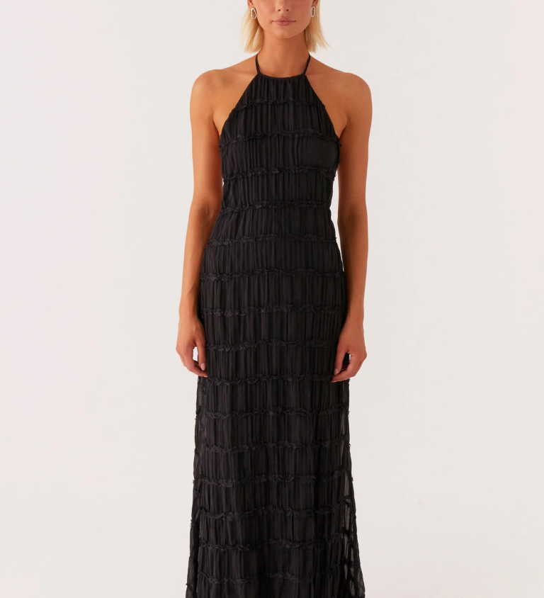 Cyara – Rochie de Damă Maxi Neagră Elegantă Halter