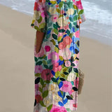 Adelmira - Rochie de vară Culoareată cu model floral