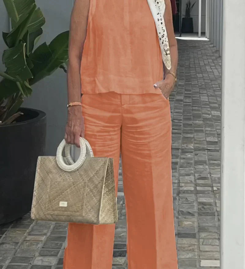 ZURI – COSTUM FĂRĂ MÂNECI DIN BUMBAC ȘI IN