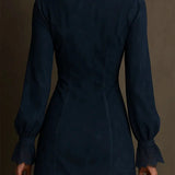 Delphine – Rochie mini din velur cu dantelă