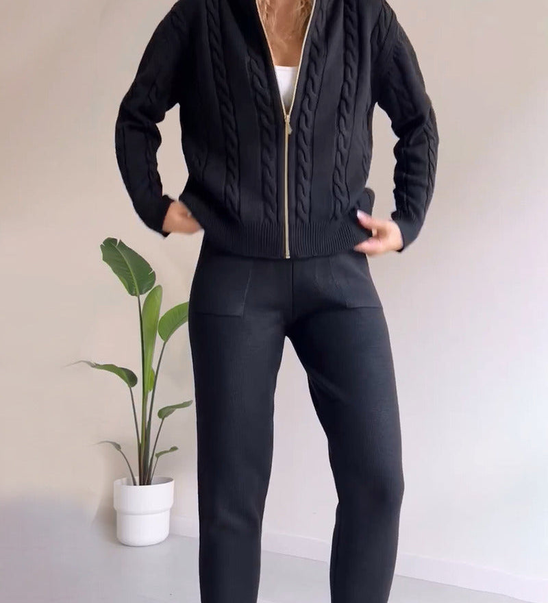 Ania - Set casual din două piese cu jacquard răsucit