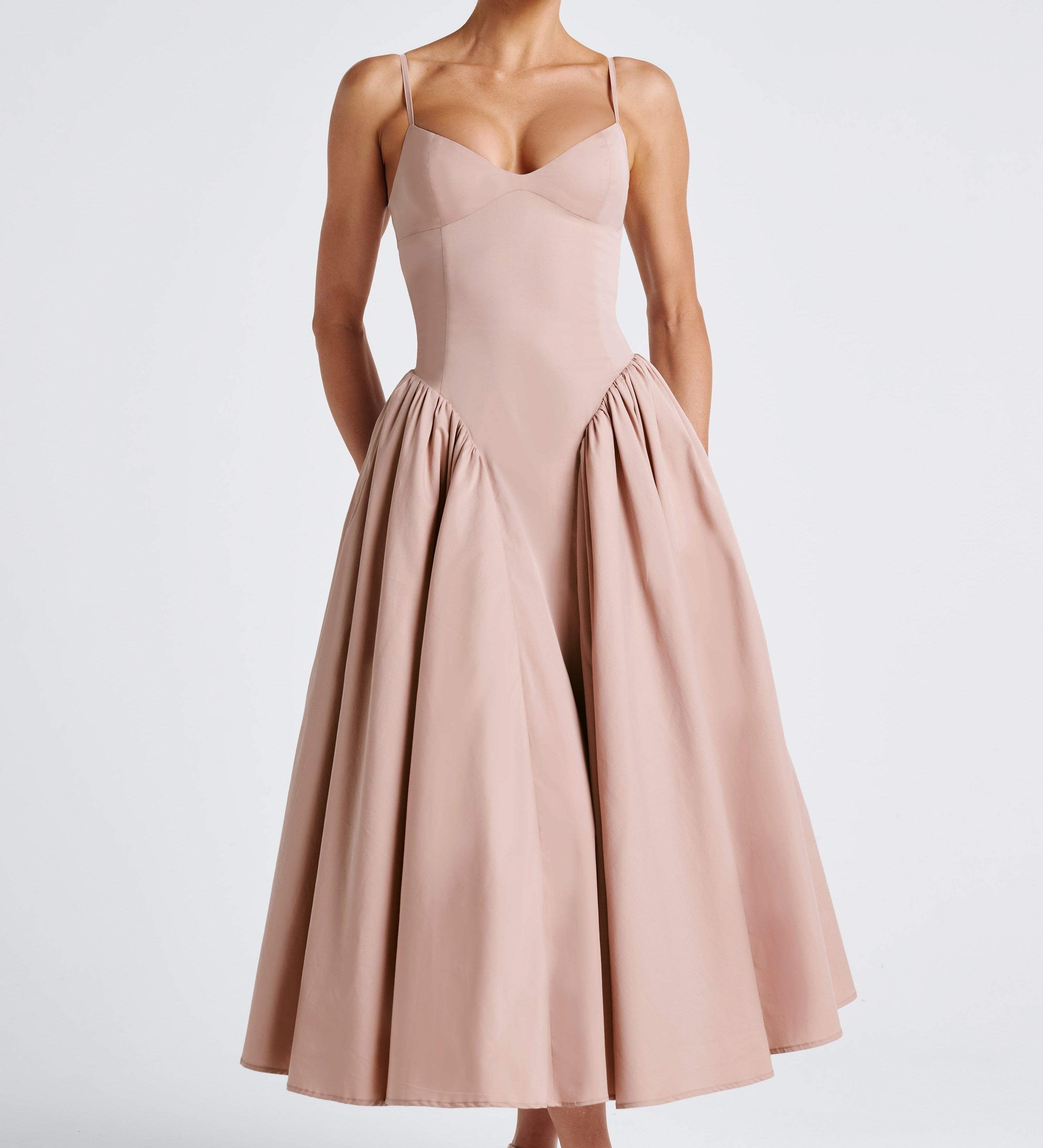 Luminara – Rochie Midi de Damă Elegantă cu Top Ajustat și Fustă Voluminoasă
