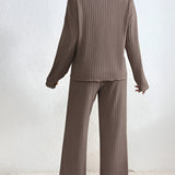 Wilma – Set Tricotat Doi Piese Pulover V și Pantaloni Confortabili