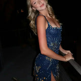 Albastruvera – Rochie Mini de Damă Elegantă Albastră cu Imprimeu Cosmic